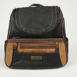 MultiSak Backpack Tote Purse Faux Leather Black Brown